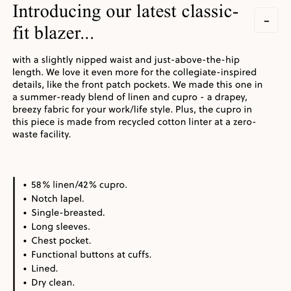 Like New J. Crew Helena Blazer in Chelsea Linen Cupro Blend, Size 2 - Picture 12 of 12